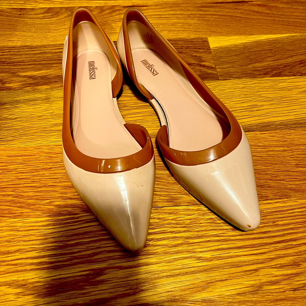 Melissa flats, good condition, beige/blush pink